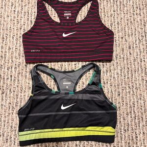 Nike Pro Black and Red Striped Sports Bras